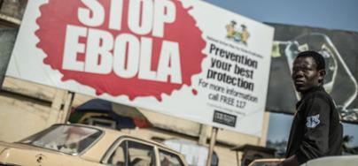 One of many Ebola billboards in Freetown sharing prevention messages on how to stop the spread of Ebola