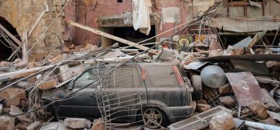 Rubble and debris sit on a damaged automobile on a residential street in Beirut, Lebanon, on Wednesday, Aug. 5.