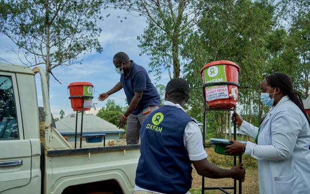 Handwashing kits received at Shari Health Centre.