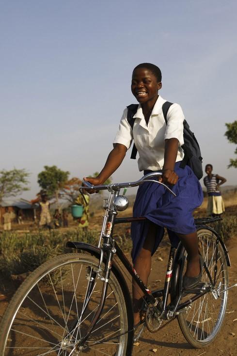 Grace cycles to school